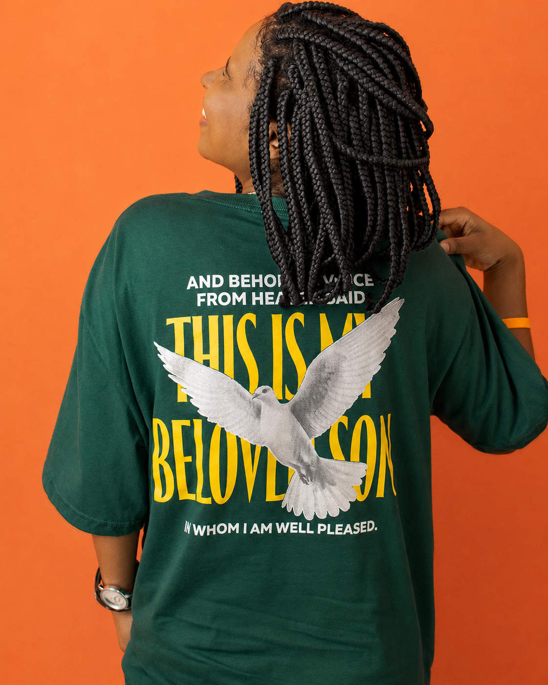 Camiseta oversized verde com estampa